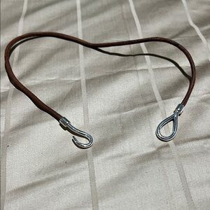 Brown Leather Cord with Silver Hooks Choker
